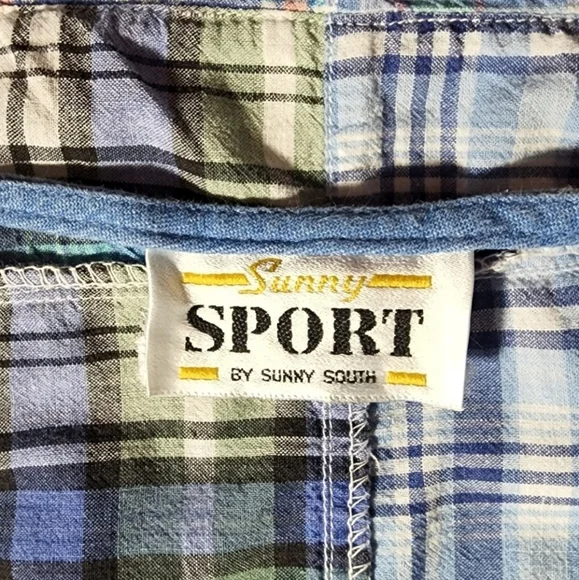 Sunny South Vest Plaid 100% Sustainable Cotton Blue Size  6 - Picture 9 of 14